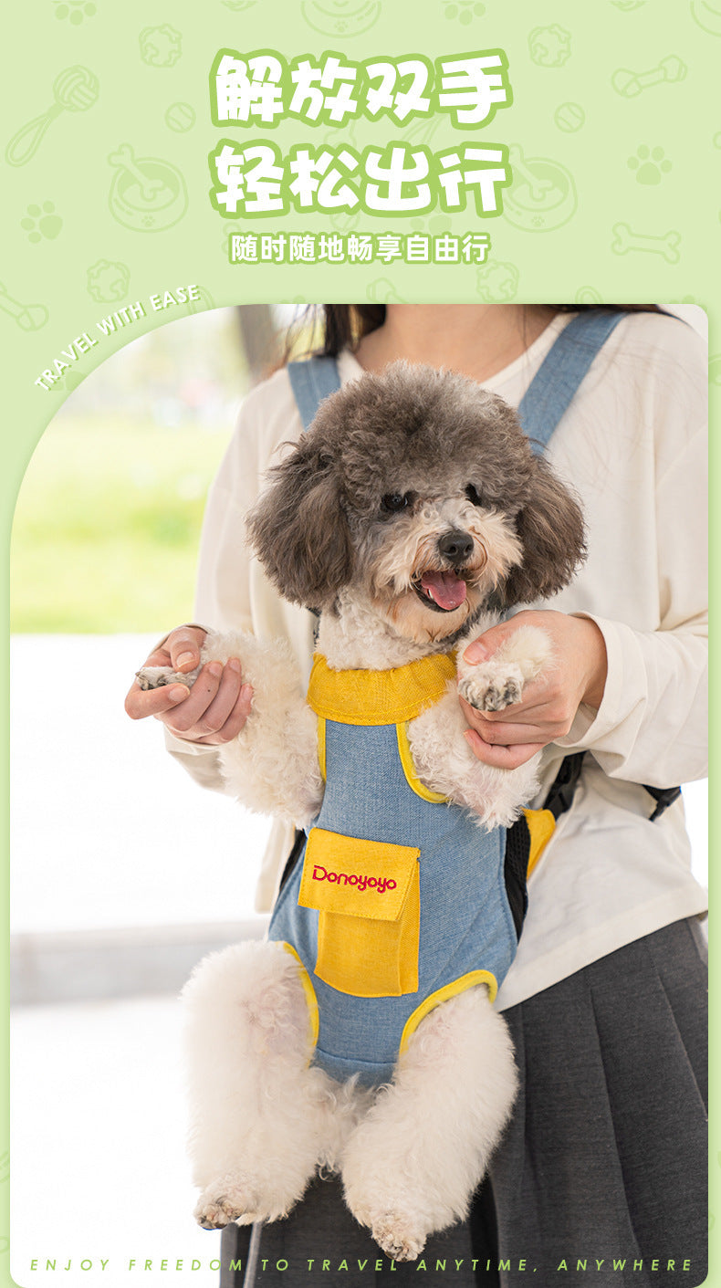 DONOYOYO Pet Carrier Portable Backpack for Dogs and Cats, Hemp-Cotton Chest Four-Legged Carrier Wholesale