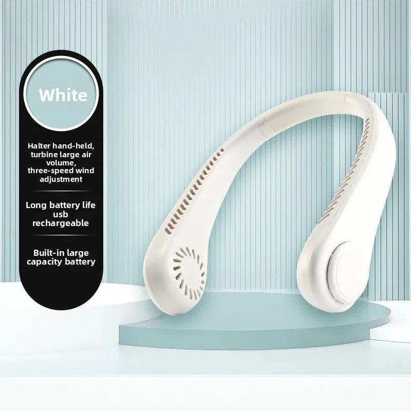 new style cooling usb charging fan portable outdoor small fan hanging neck mini bladeless fan hanging neck