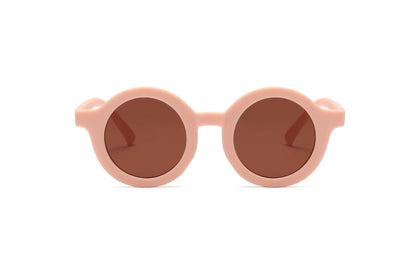 2023Ins Kidsren's Sunglasses Retro Boys and Girls Kidsren's Sunglasses Ready-Made Baby Round Frame Sunglasses