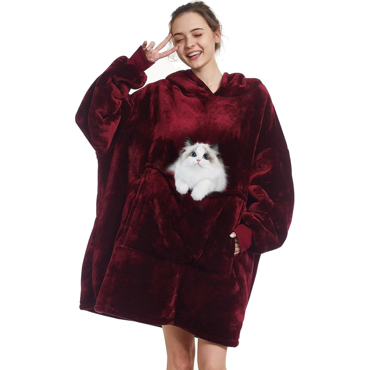 Amazon Hot Selling Autumn and Winter Flannel Double Layer Pajamas fleece-lined Warm Long Sleeve plus size Pet Bag Home Clothes