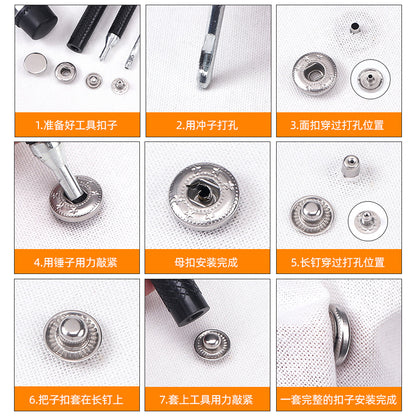 Down jacket button coat metal button frock coat cat coat double stainless steel snap button 655 button