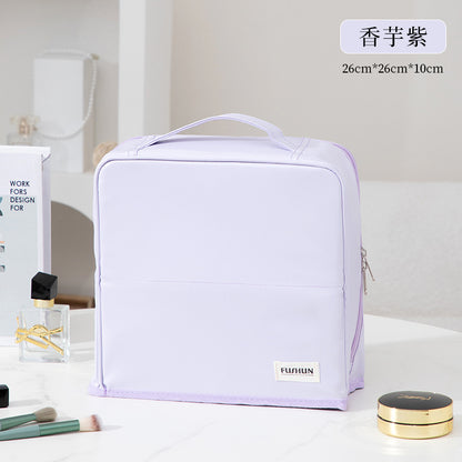 Vertical Cosmetic Bag, Large Capacity, Women's Pencil Case, Travel Pu Waterproof, Can Be Hung on Luggage, Makeup Brush Storage Bag