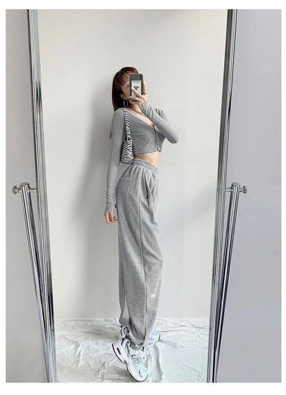 2024 Spring and Summer Thin High Waist American Letter Loose Sports Pants Women's Casual Foot Pants Sweatpants Women's Wholesale