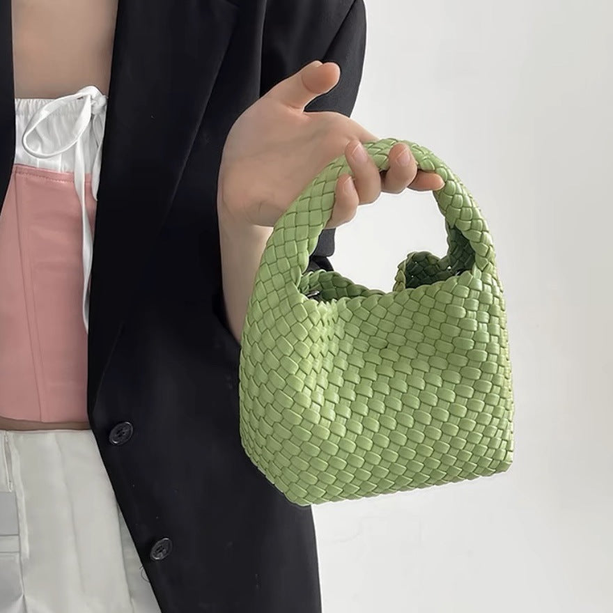 PU handmade woven bag summer high-end niche design women's bag handbag shoulder bag vegetable basket Ins bag