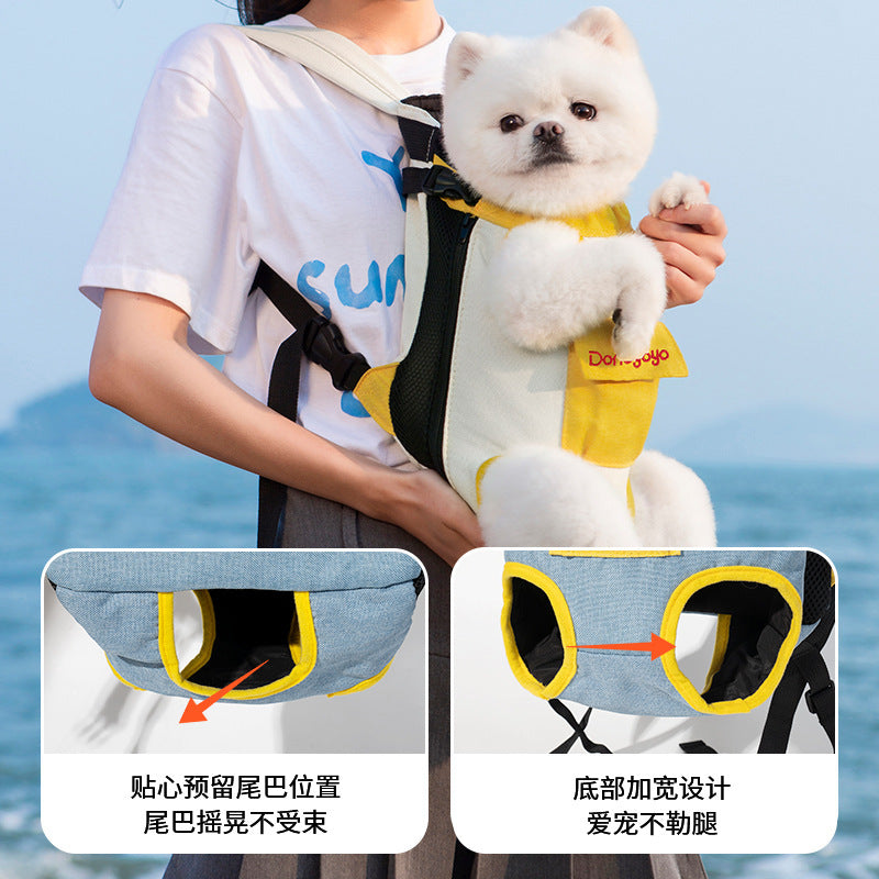 DONOYOYO Pet Carrier Portable Backpack for Dogs and Cats, Hemp-Cotton Chest Four-Legged Carrier Wholesale