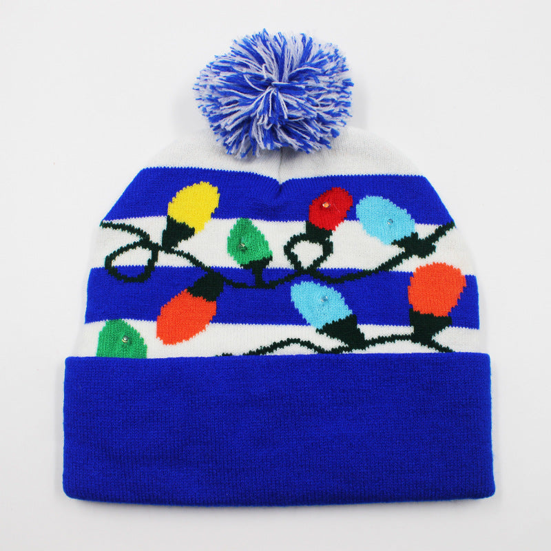 Korean Internet Celebrity Style Snowflake Christmas Hat, Warm and Cold-Proof Women's Knitted Hat with Pom-Pom, Ear-Protecting Yarn Hat, Light Luxury Style