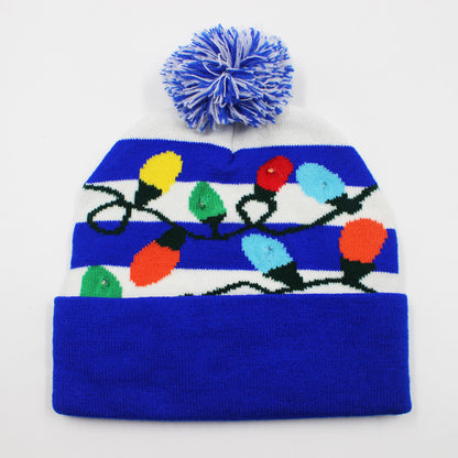 Korean Internet Celebrity Style Snowflake Christmas Hat, Warm and Cold-Proof Women's Knitted Hat with Pom-Pom, Ear-Protecting Yarn Hat, Light Luxury Style