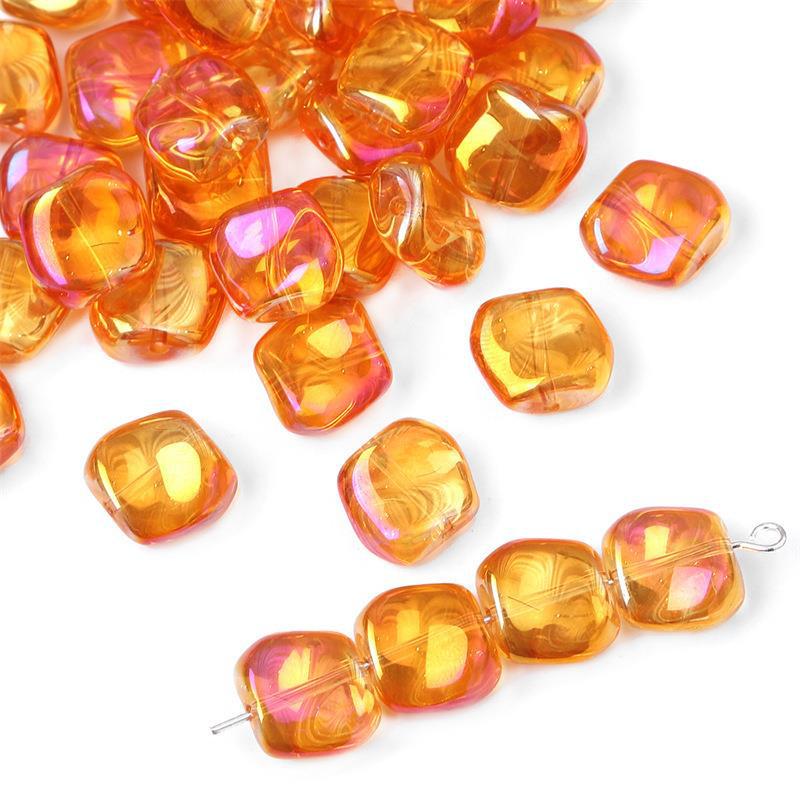 Glass color-plated oblique crystal beads antique diy handmade hairpin necklace material accessories cross-border a generation of hair