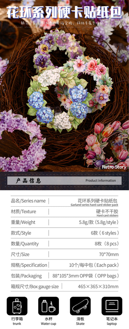 Retrostory Garland Series Pet Hard Cardboard Stickers Creative Pastoral Decoration Collage Material Landscaping Stickers