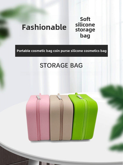 Large-Capacity Lightweight Data Cable Power Bank Storage Creative Makeup Bag Silicone Travel Storage Bag Toiletries