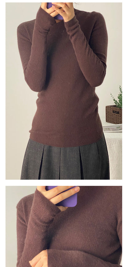 Machine Washable 100% Superfine Wool Sweater for Women Autumn and Winter New Loose Half Turtleneck Knitted Bottoming Sweater for Women
