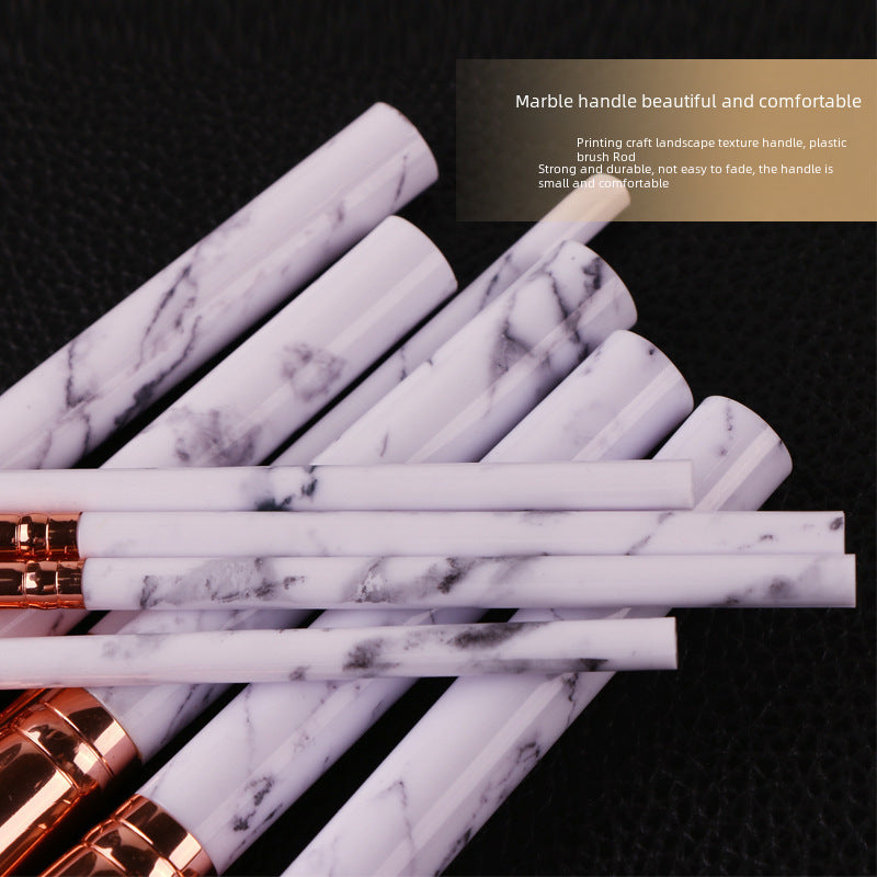 Marble makeup brush wholesale powder brush blush eye shadow brush full set of beauty tools 10 sets of brush bag beauty brush