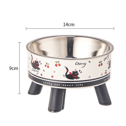 Pet stainless steel bowl non-slip large capacity dog bowl cat goblet bowl neck protection pet bowl anti-knock cat bowl new