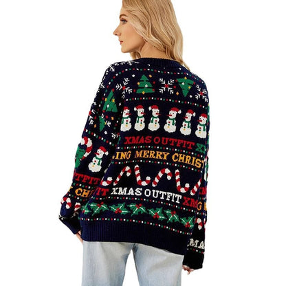 Foreign Trade Amazon Europe and America Loose Knitwear Autumn and Winter Christmas Tree Crewneck Sweater Snowman Sequins Christmas Sweater