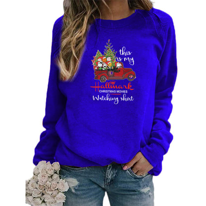 Christmas truck Merry Christmas pattern printed round neck sweater European and American autumn and winter Amazon AliExpress