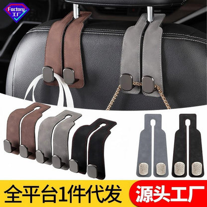 Car rear seat storage small hook turned leather zinc alloy ABS car double hook