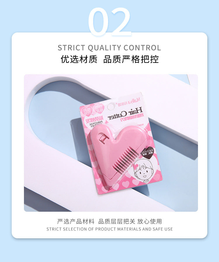 Heart Double-Sided Hair Comb Hair Trimming Knife Self-Service Trimming Bangs Scissors Thinning Hair Removal Tip Split Ends Beauty Tool