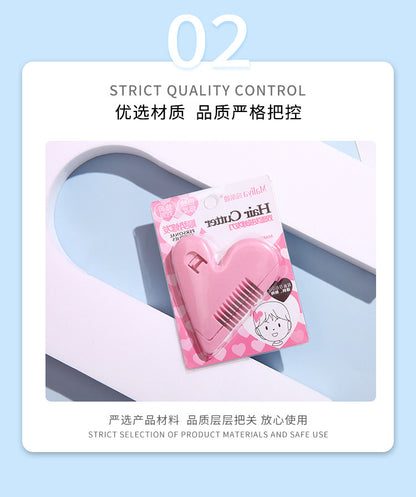 Heart Double-Sided Hair Comb Hair Trimming Knife Self-Service Trimming Bangs Scissors Thinning Hair Removal Tip Split Ends Beauty Tool