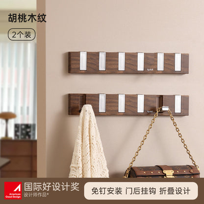 Door Hook Punch-free Clothes Bag Storage Rack Bedroom Door Wood Grain Clothes Hook Storage Door Hanger