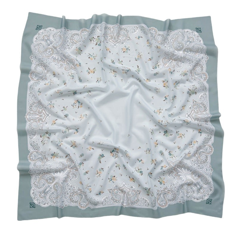 Cross-Border New Product Voile Print 110 Square Scarf Classic Lace Scarf Turban Malaysian Shawl
