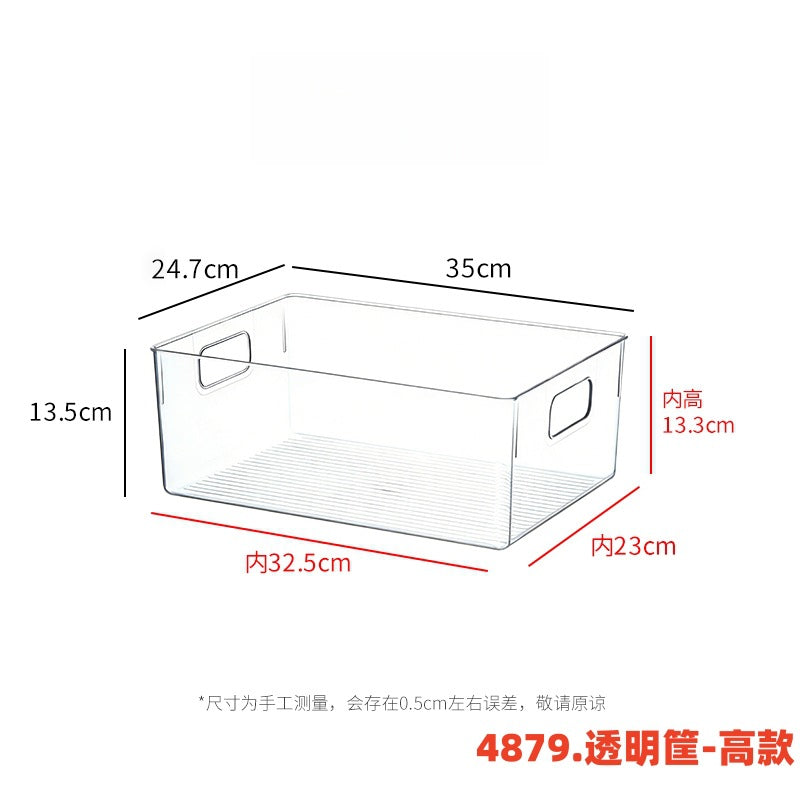 Storage Box PET Transparent Acrylic Rectangular Cosmetic Station Snack Kitchen Sundries Storage Box with Lid