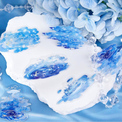Light-Picking Bronzing Wave Handbook Stickers Natural Water Series Pet Material DIY Decorative Collage Stickers Cross-Border