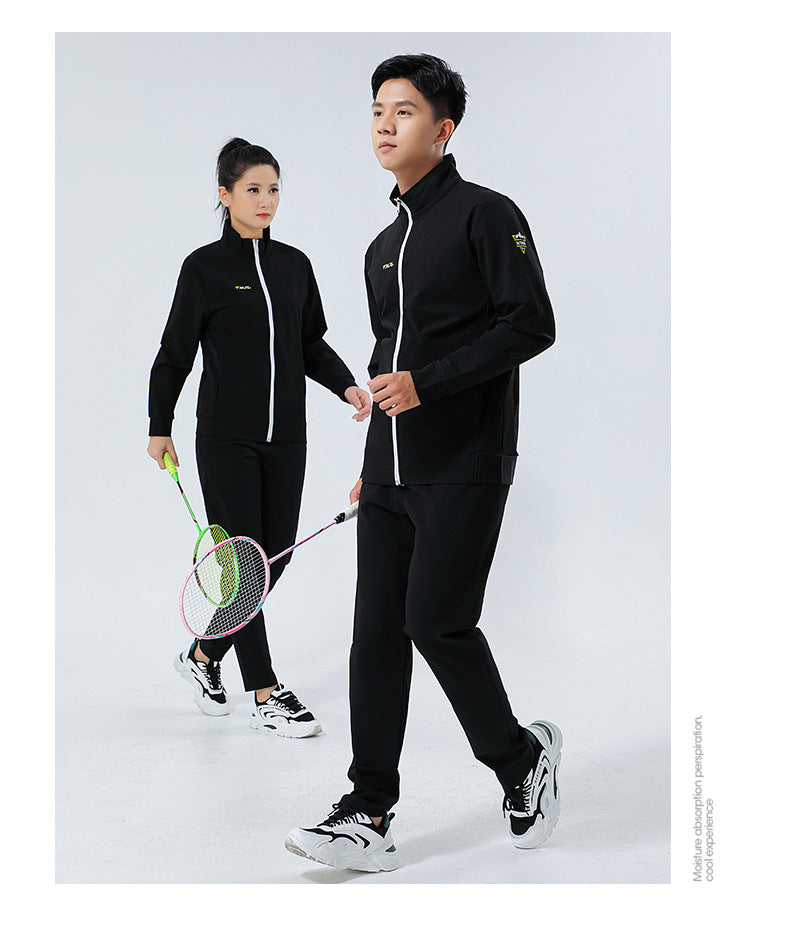 New Badminton Uniform Jacket Black and White Suit Men's and Women's Long-Sleeved Volleyball Uniform Table Tennis Uniform Competition Training Uniform