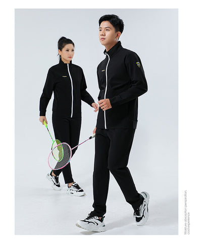 New Badminton Uniform Jacket Black and White Suit Men's and Women's Long-Sleeved Volleyball Uniform Table Tennis Uniform Competition Training Uniform
