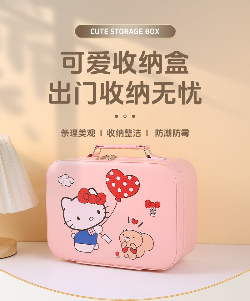 Leather Ready-Made Cartoon Makeup Case with Mirror, Makeup Bag with a High-End Feel, Multifunctional Storage Bag, Large Capacity Wholesale