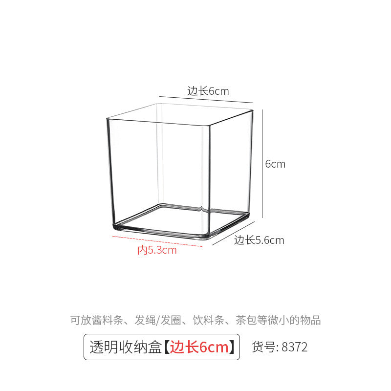 Desktop Storage Box Square Transparent Acrylic Flower Pot Sundries Cosmetics Stationery Notes Kitchen Workstation Height