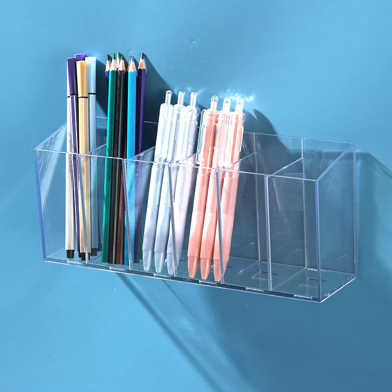 Desktop Wall Hanging Storage Box with Transparent Acrylic Cosmetics Bathroom Stationery Station Kitchen Storage Rack Bedside