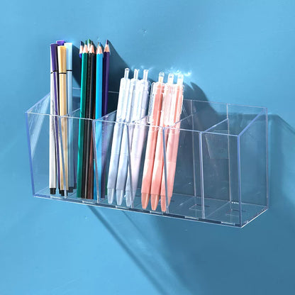 Desktop Wall Hanging Storage Box with Transparent Acrylic Cosmetics Bathroom Stationery Station Kitchen Storage Rack Bedside