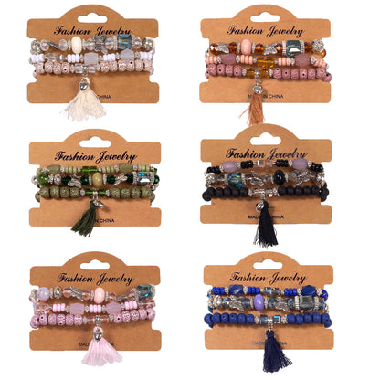 European and American Cross-Border Hot-Selling New Bohemian Bracelets Creative Tassel Multi-Layer Beaded Bracelets Fashion Jewelry