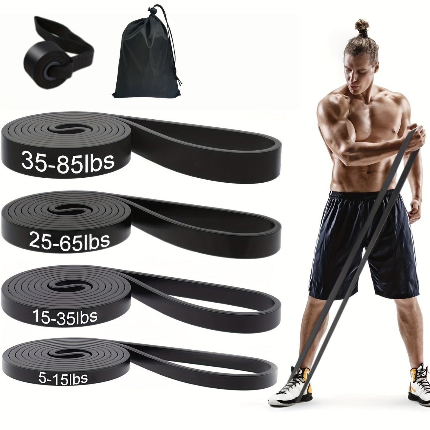 Fitness elastic belt pull-up resistance belt strength training elastic rope men's and women's yoga stretch auxiliary tension belt