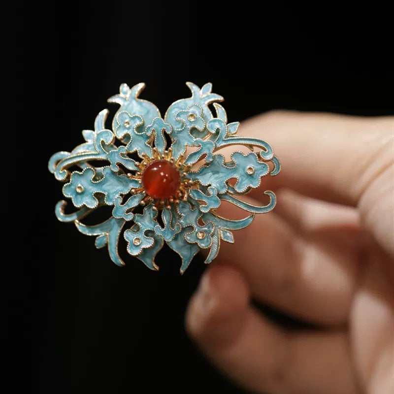 Antique Style Burned Blue Cloud Pearl Hairpin New Chinese Tassel Side Clip Advanced Sense Clip Hair Accessories Headwear Hair Clip