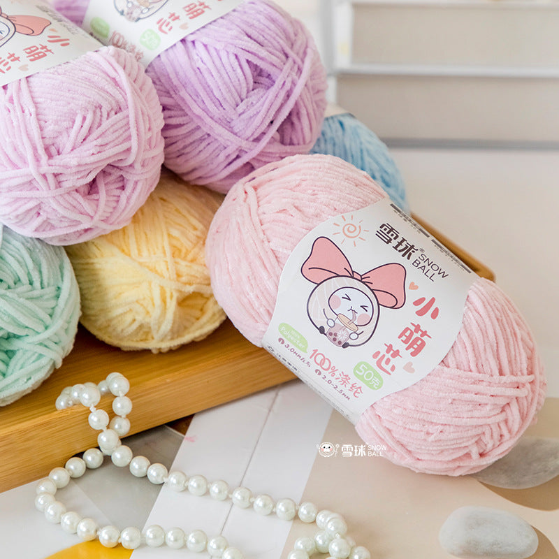Snowball Macey Core Matte Chenille Fine Wool DIY Handmade Knitted Doll Scarf Hat Hair Accessories Crochet