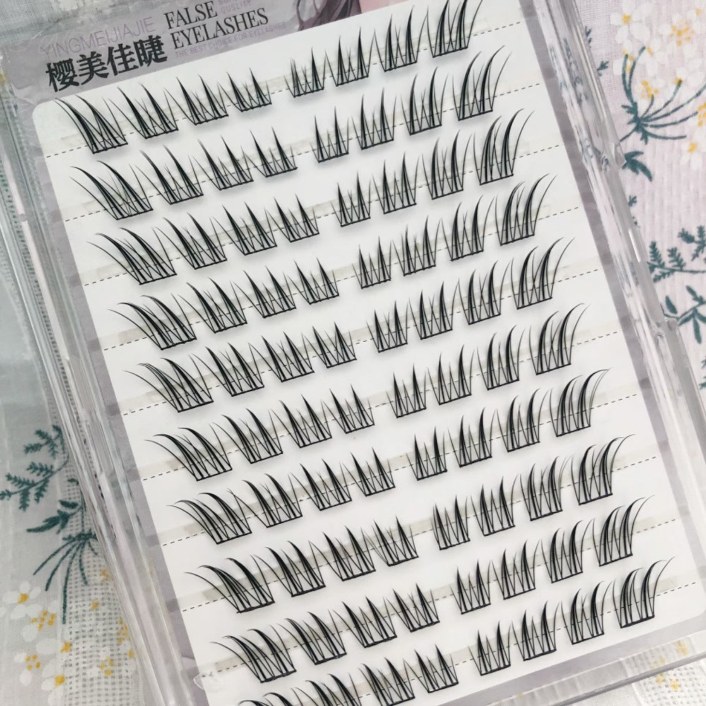 Yingmeijia Eyelashes Glue-Free Jade-Faced Little Fox False Eyelashes Ancient Style Natural Thick Oblique Segmented False Eyelashes Pure Desire