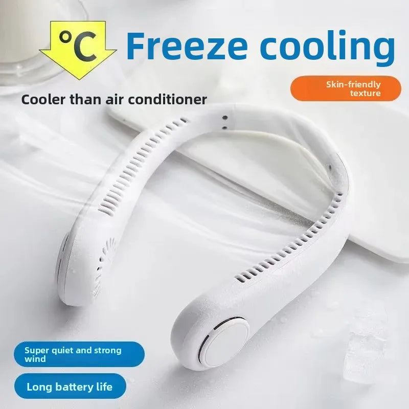 new style cooling usb charging fan portable outdoor small fan hanging neck mini bladeless fan hanging neck
