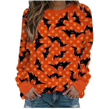 Foreign Trade Cross-border Autumn and Winter New Halloween 3D Digital Printing European and American Women's Crewneck Casual Long Sleeve Sweatshirt
