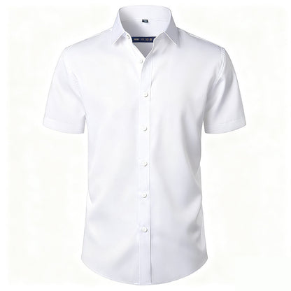 Solid Color Amazon Stretchy Plus-Size Men's Long-Sleeve Shirt, Men's Fashion Shirt, Slim Fit Outerwear