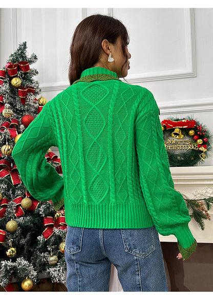 Amazon 2023 new Christmas half turtleneck sweater women's autumn and winter ruffled twisted pullover sweater women