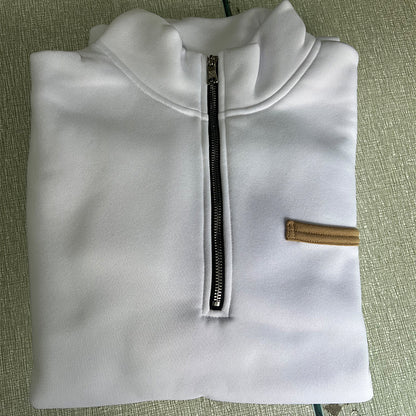 Cross-Border American Style Autumn and Winter Heavyweight Fleece Long-Sleeve Men's Sweatshirt with Half-Zip, Loose Fit, Stand Collar, Pullover Men's Sweatshirt