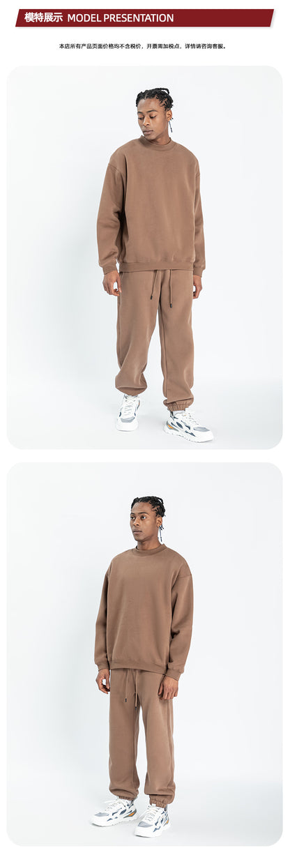 Cai Xiang Island Men's Clothing | Autumn and Winter 350g Dopamine Fleece Oversized Loose Trendy Brand Men's Sweatshirt and Pants Set