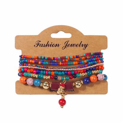 European and American Cross-Border Hot-Selling New Bohemian Bracelets Creative Tassel Multi-Layer Beaded Bracelets Fashion Jewelry