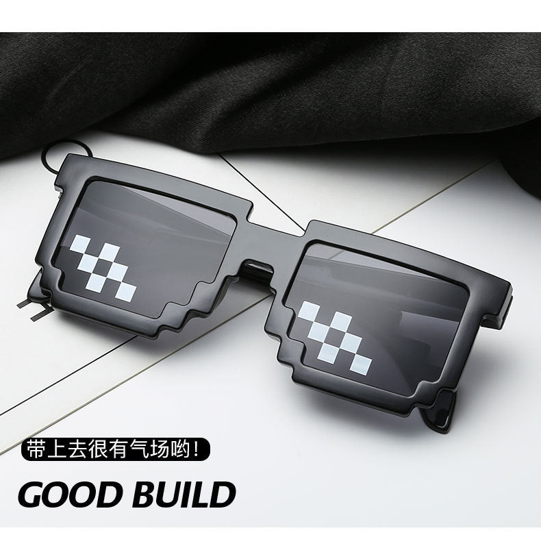 Internet Celebrity Mosaic Party Glasses Male Funny Artifact Student Performance Black Sunglasses Female Personalized Pixel Sunglasses