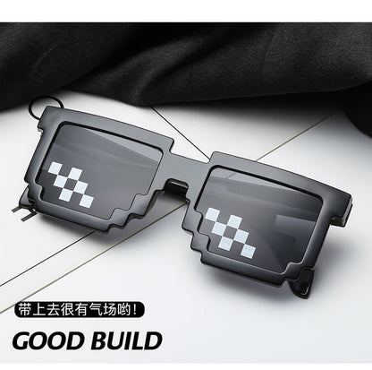Internet Celebrity Mosaic Party Glasses Male Funny Artifact Student Performance Black Sunglasses Female Personalized Pixel Sunglasses