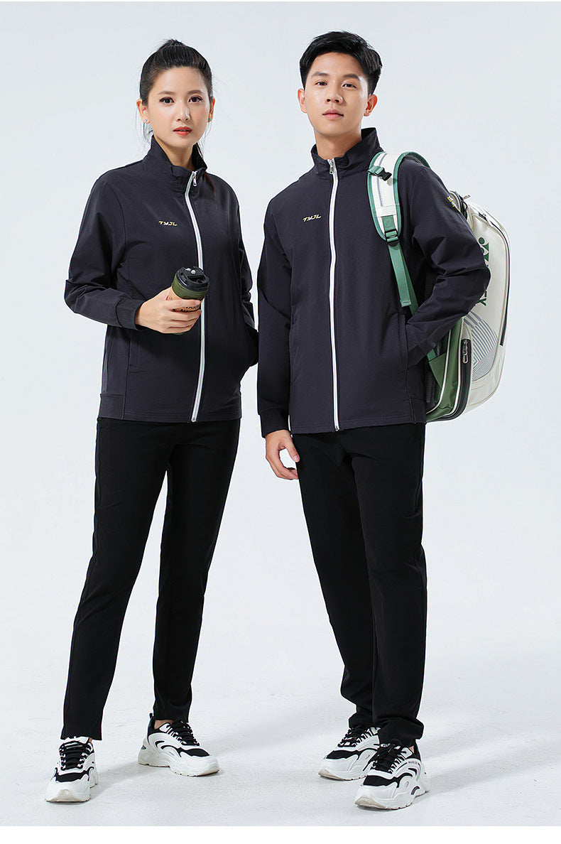 New Badminton Uniform Jacket Black and White Suit Men's and Women's Long-Sleeved Volleyball Uniform Table Tennis Uniform Competition Training Uniform