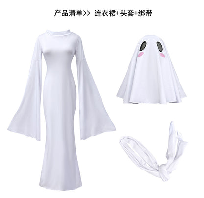 Halloween New Ghost Mother Cos Dress Lady Apricot Same Style Sexy Backless dress Stage Performance Dress for Women