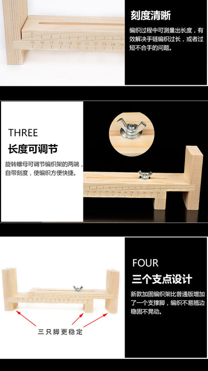 Bracelet Rope Treader Handmade DIY Red Rope Hand Rope Holder Wooden Frame Jade Line Necklace Rope Hair Hand Rope Tool