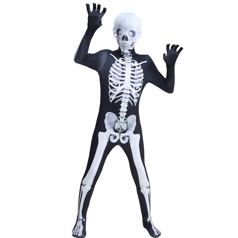 Halloween clothes spoof skeleton jumpsuit cosplay skeleton horror toy game parent party costume